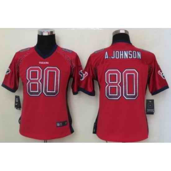 Women Nike Houston Texans 80 Andre Johnson Red Drift Fashion Elite NFL Jerseys 2013 New